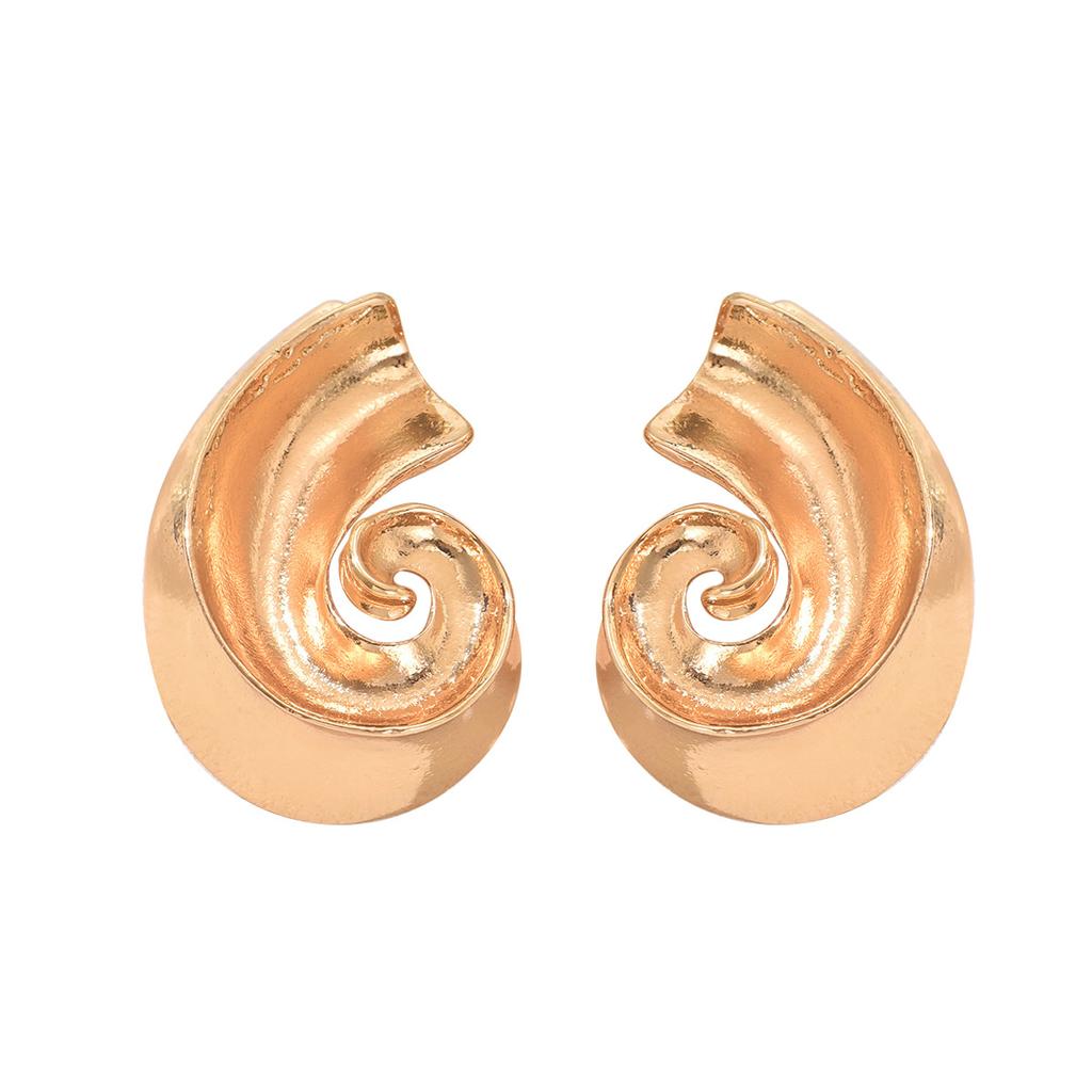 Wind Summer New Women's Earrings Niche Threaded Conch Metal Design Stud Earrings Fashion