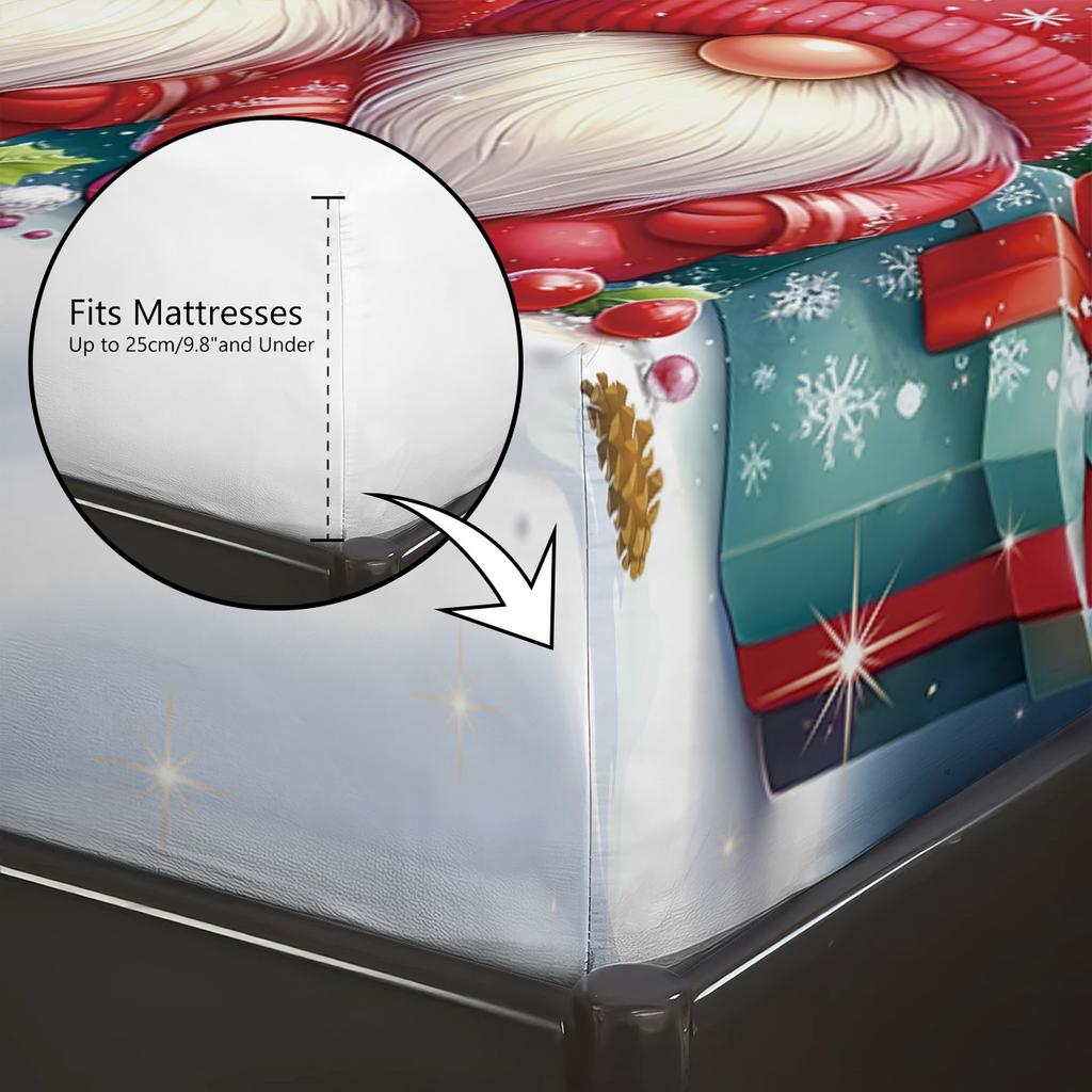 3-teiliges Frohe Weihnachten Kobold-Druck kernloses Bettlaken-Set, mehrere Größen weiche Bettdecken Schlafzimmer Bettwäsche Dekorationen