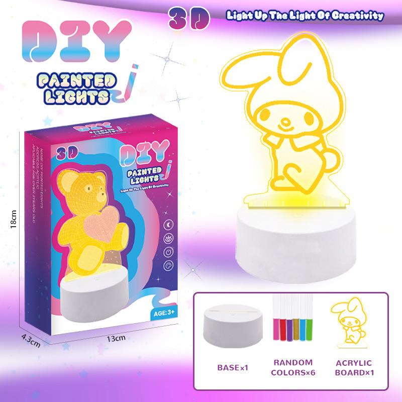 

3D расписной ночник креативный сделай сам граффити ручной работы светящийся трехцветный светильник импортная торговля праздничные игрушки подарки 20.65 испанские небесно-голубой