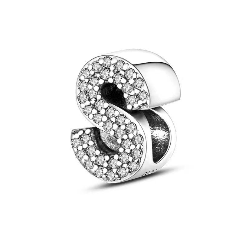 S925 Silver Color Dazzling Alphabet 26 Letters Charms Fit Original Pan Bracelets Pendant DIY Fine Jewelry Making Birthday Gifts
