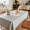 French Grid Tablecloth, Checkered Woven Table Cover for Dining Table, Rectangular Round Desk Mat for Coffee Table Nightstand, Home Decor