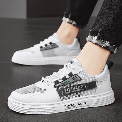 Summer New Men's Shoes Breathable Hollow Mesh Loafers Trendy Versatile White Shoes Low Cut Casual Male Board Footwear