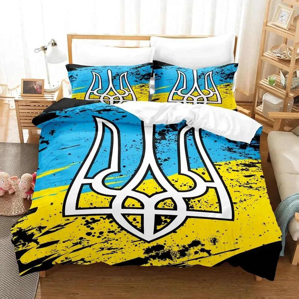 3D Tisk Ukrajinská Vlajka UKRAJINA Ložní Souprava Povlak na Přikrývku Sada do Postele Povlak na Peřinu Povlak na Polštář Peřina King Queen Size Chlapci Dospělí