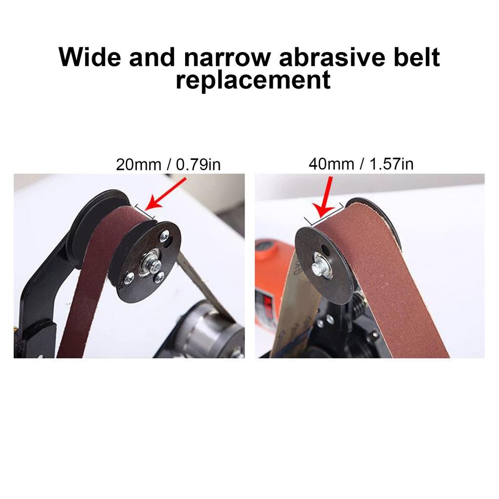 Mini Belt Sander, Pipe Tube Polisher Sander, 20mm or 40mm, Small Angle Grinder Edge Sharpener, with 5 Sanding Belts M10