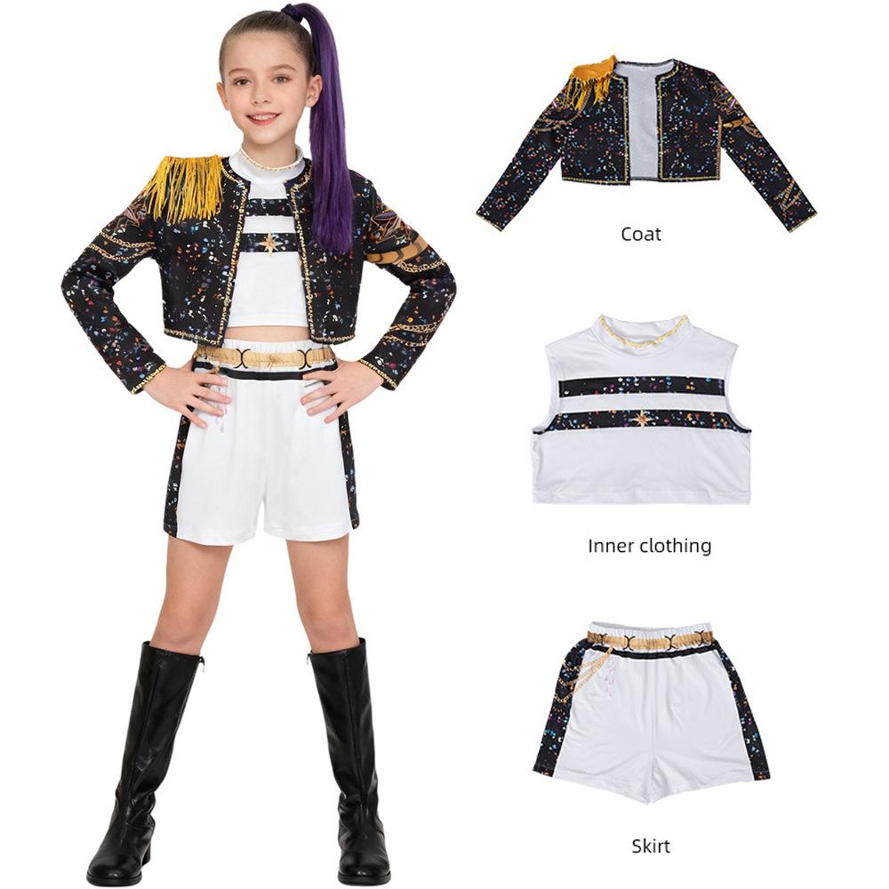 Dzieci Dziewczynki Film Kpop Mira Strój Cosplay Nadruk Łowcy Demonów Zoey Rumi Cosplay Karnawał Pokaz Ubrania Dzieci Dziewczynka Huntrix Zestaw