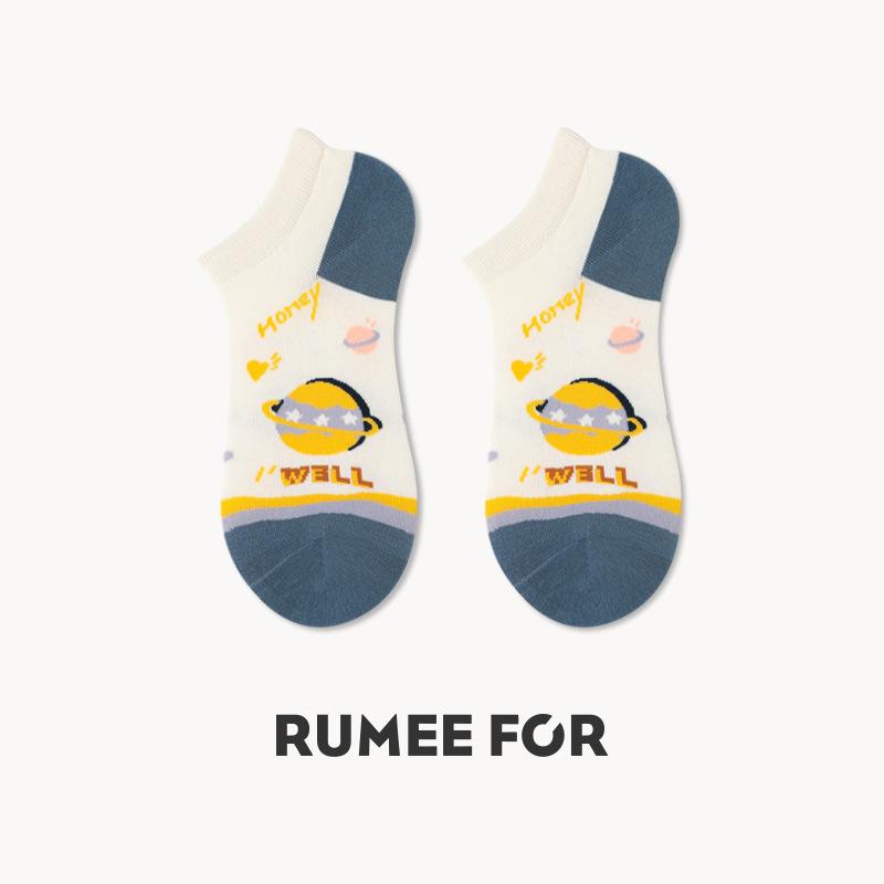 5 Pairs of Women's Spring and Summer Trendy Cartoon Breathable Shallow Short Boat Socks