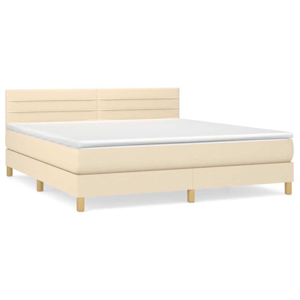 Vidaxl Continental Bed with Mattress, Cream, Fabric, 160X200 Cm