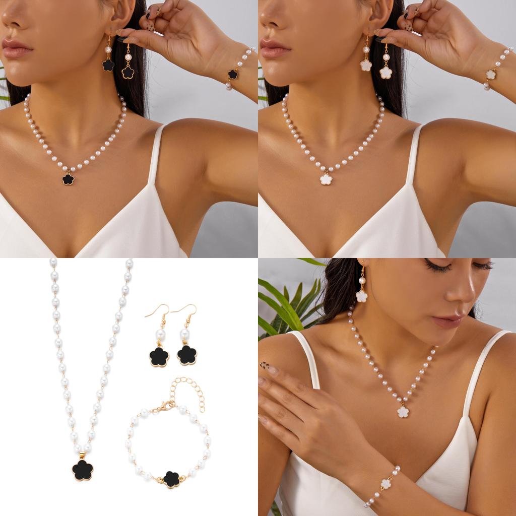 Elegant Ladies Jewelry Pack With Geometric Flower Shape Designs And Pearl Accents For Daily Wear