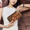 Vegetable Tanned Leather Women's Wallet with Double Zippers, Long Wallet with Embossing, Hand Wiping Process, Anti-theft Brush