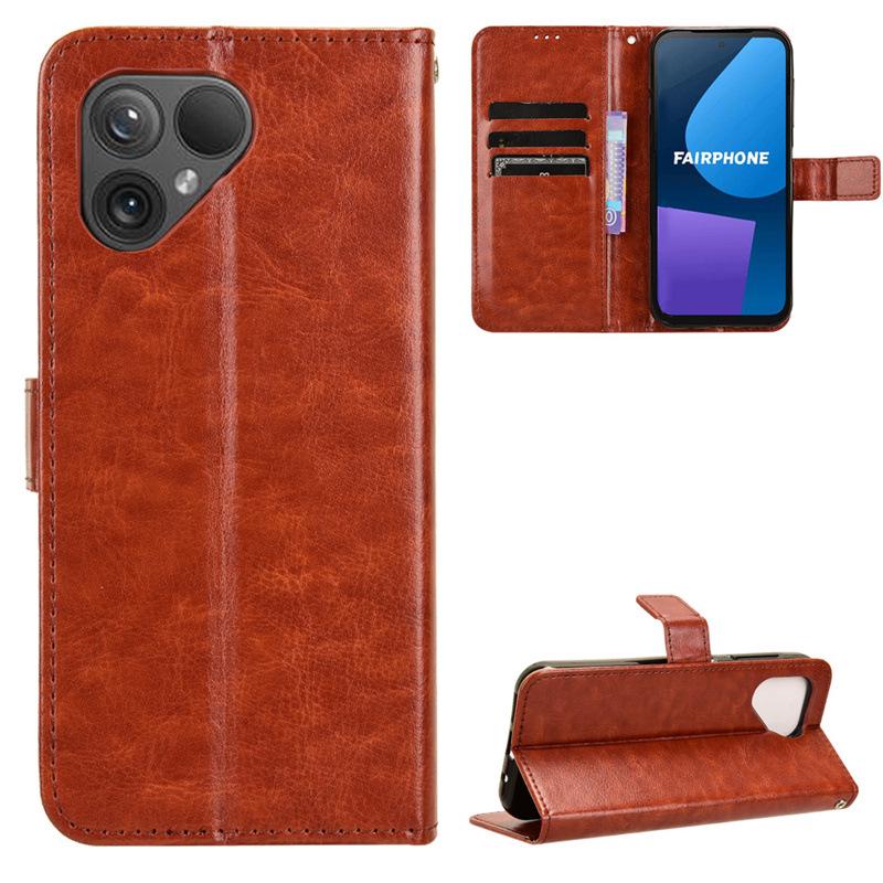 Fairphone 5/6 Leather Flip Case with Card Slot and Lanyard
