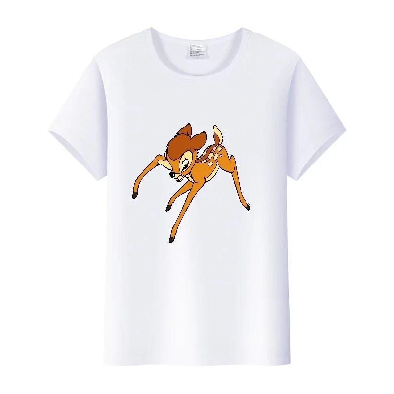 Vintage Plus Size Clothes Y2K Tshirt Kawaii Tops Cartoon Bambi Graphic T-shirt Summer Blouses White Tees Unisex