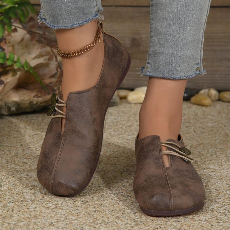 New Soft Leather Flat-bottomed Casual Single Shoes Women's Summer Shallow Mouth One-pedal Simple and Fashionable Large-size Women's Shoes