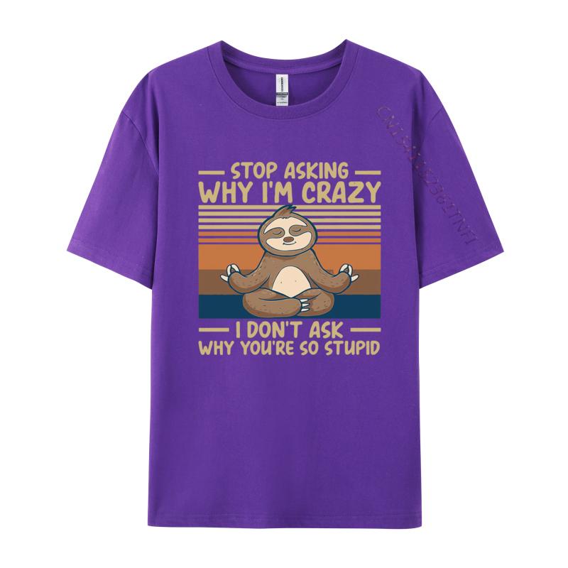 Stop Asking Why Im Crazy I Dont Ask Why Tshirts Men Cotton TShirt Birthday Alternative Tees Streetwear Tshirt Graphic
