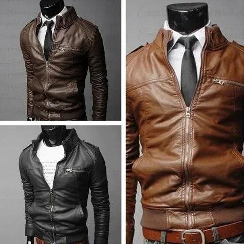 Jacket Fit Coat Streetwear Cool Men Fashion Leather Mens Winter Jackets Collar Autumn Outwear Slim