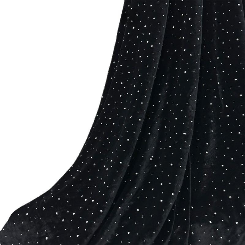 Flerfärgade 3D Glittrande Kristall Strass Sammetstyg Afrikanska Broderityger för Klänningssömnad Cheongsam 150 cm Bredd
