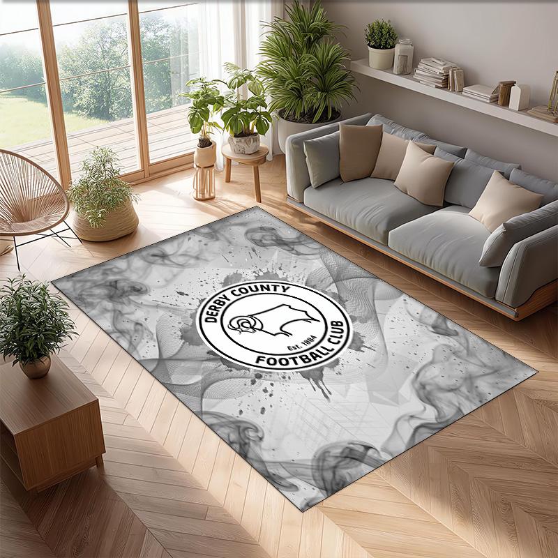 Tappeto in Velluto di Cristallo con Stampa del Derby County Football, Comodo Assorbente d'Acqua Antiscivolo Tappeto per Pavimenti Interni