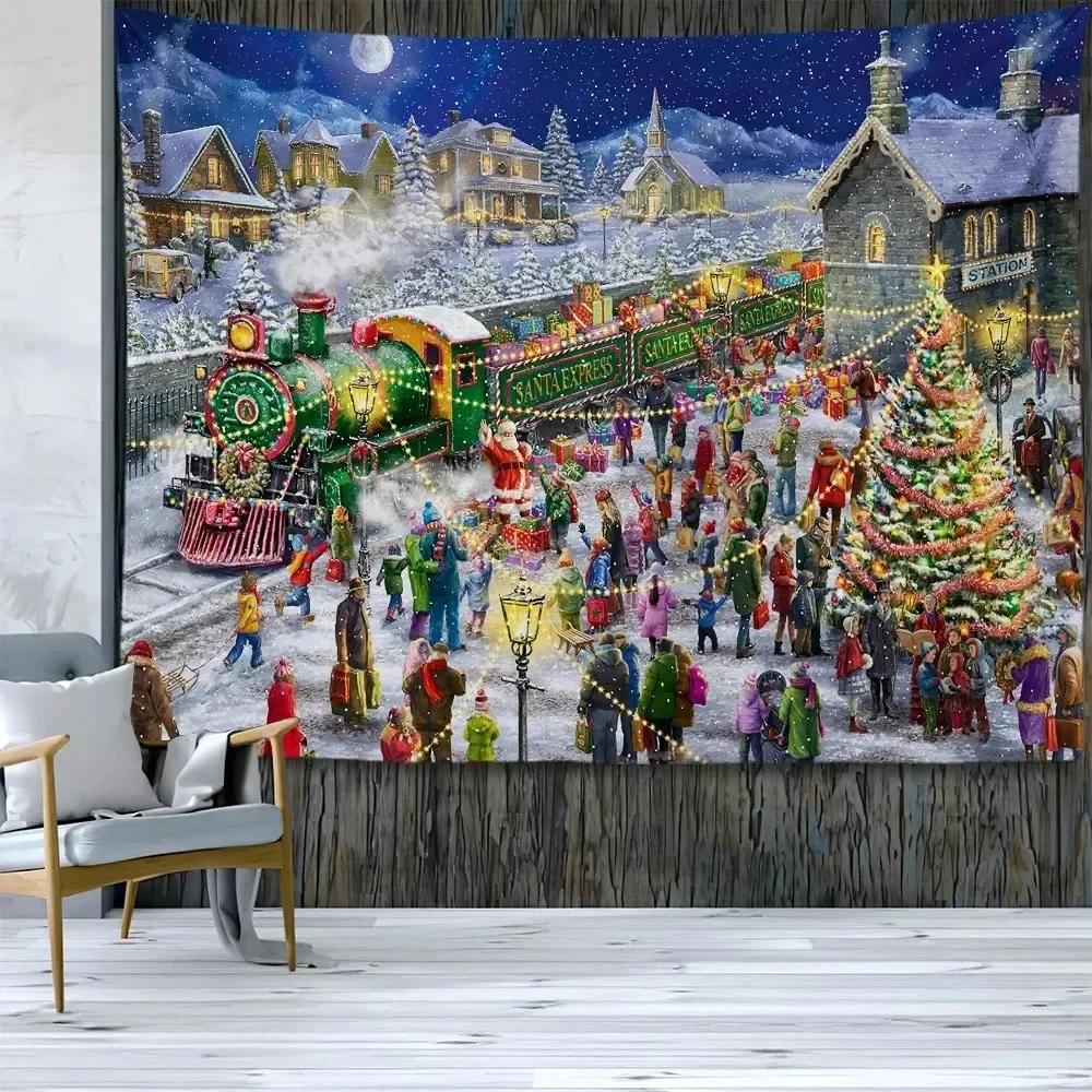 Christmas New Year Santa Claus Tapestry Living Room Sofa Home Decoration Christmas Gift