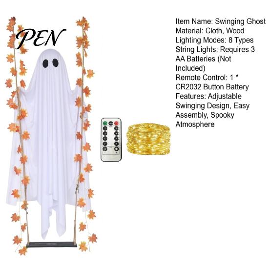Halloween Party Theme Supplies Hanging Swinging Ghost Decoration for Outdoor Garden Yard, Weighted Fabric Flying on A Large Decorations Trees