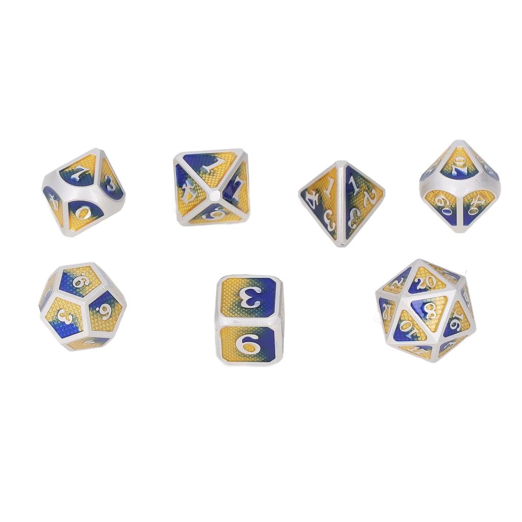 7pcs Metal Polyhedral Dice Alloy Diffferent Shapes Long Lasting Polyhedral Dice Set for Party Game