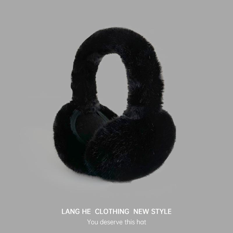 Pluszowe Ciepłe Nauszniki Damskie Słodkie Nauszniki Zimowa Ochrona Uszu Zimoodporne Zimowe Jednokolorowe Ocieplacze na Uszy Składane Jesienno-Zimowa Torba na Uszy Duże