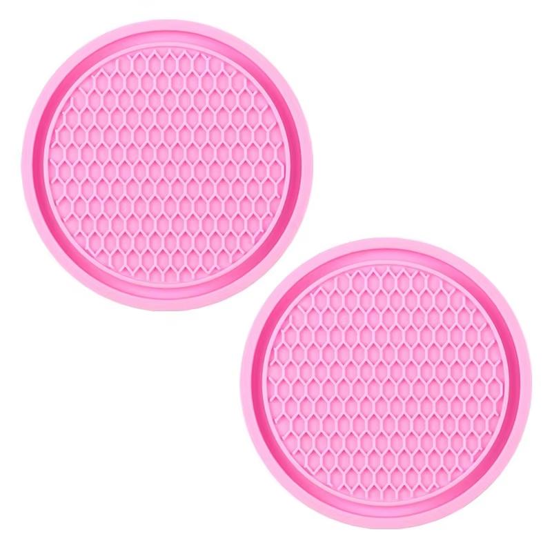 2Pcs Car Bling Rhinestone Cup Holder Drink Pad Interior Decoration Anti-slip Mat Round Durable Coaster Heat Resi Car Accessories