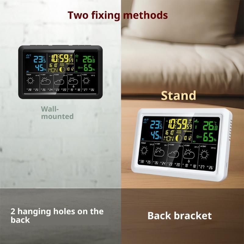 WiFi Weather Stations With Indoor Outdoor Temperature Hygrometer Alarm Clock And Weather Forecast Function