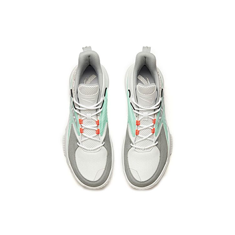 Anta Lattice Mid Basketball Shoes Men Sneakers Gray Green 912011186-5