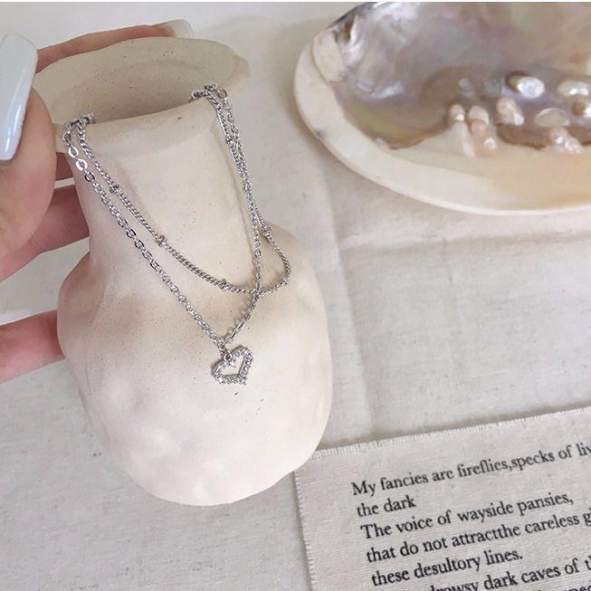 925 Sterling Silver Fashion Crystal Heart Charm Bracelet & Bangle Anklet For Women Wedding Jewelry SL322