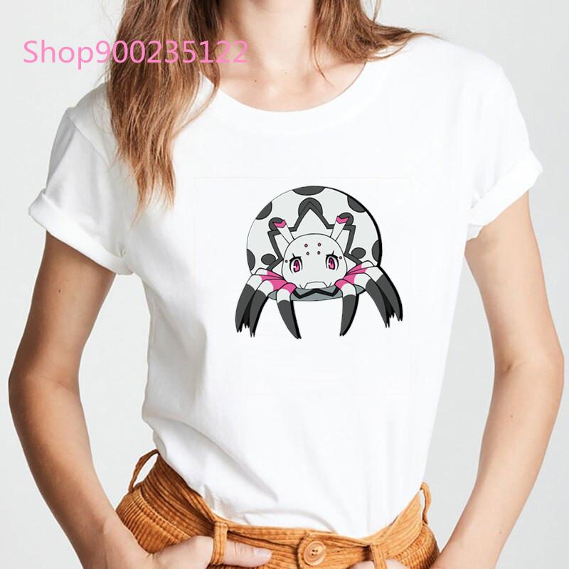 

Japanese Anime Women Cute T-Shirt Printed Spider Kumoko Tee Tops Fashion Casual Women Clothes Summer Streetwear Tshirt Femme S білий
