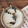 Vintage Ethnic Style Ceramic Flower Beaded Necklace for Women Colorful Beads Fringe Pendant Long Choker Sweater Dress Jewelry