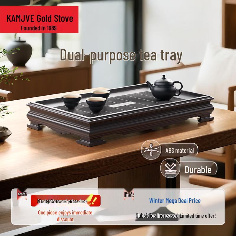 KAMJOVE Rectangular Double-Layer Draining Tea Tray