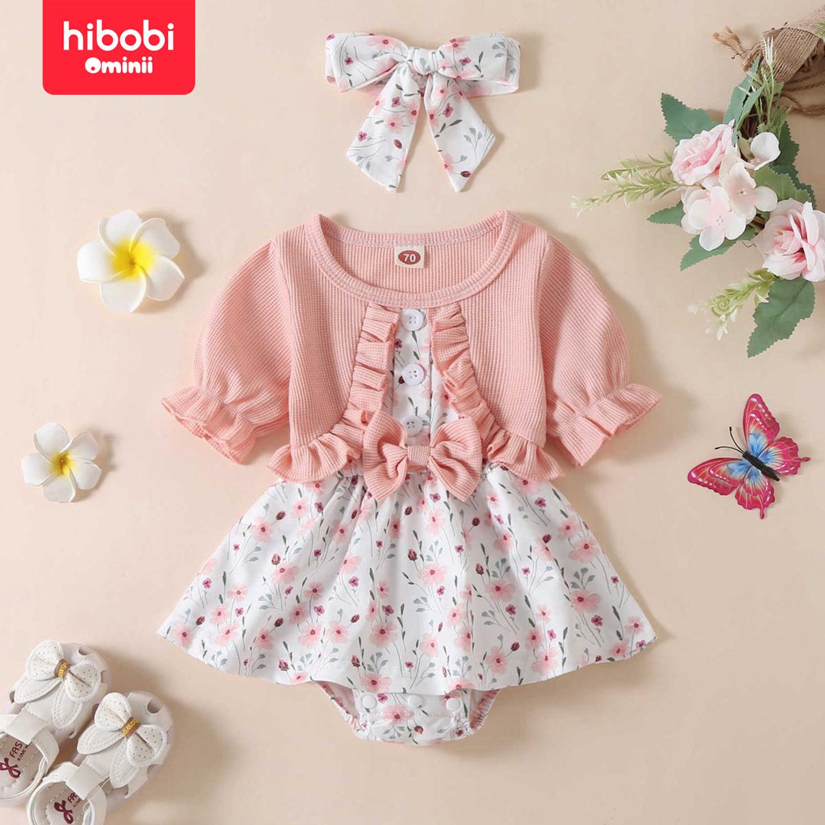 

Hibobi, новый летний детский комбинезон для девочек, комплект из двух предметов с короткими рукавами и бантом, юбка с принтом, сумка, пердежное платье