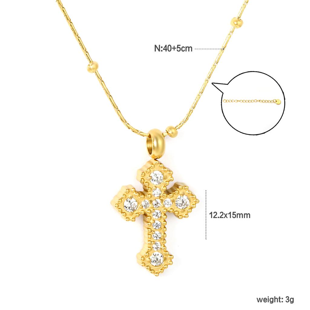 Zircon Cross Pendant Necklace Light Luxury Fashion Jewelry Gift for Women Delicate Collarbone Chain
