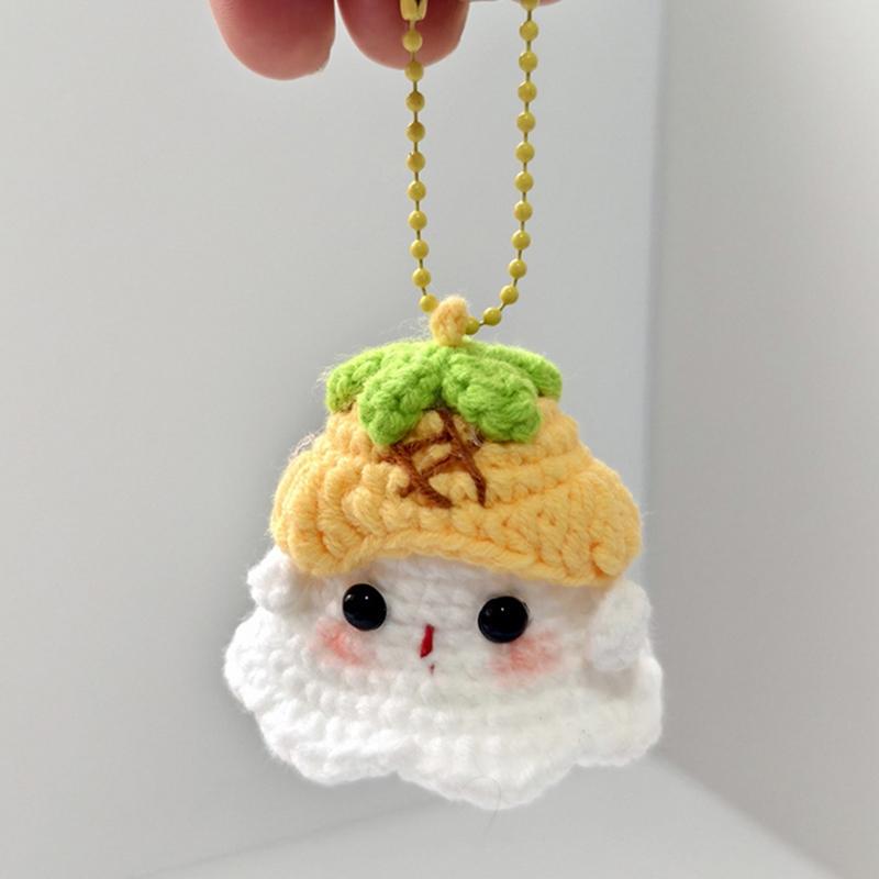 Halloween Cute Ghost Crochet Pendant Desktop Handmade Weaving Decor Creative Halloween Party Gift Backpack Keychain Accessories