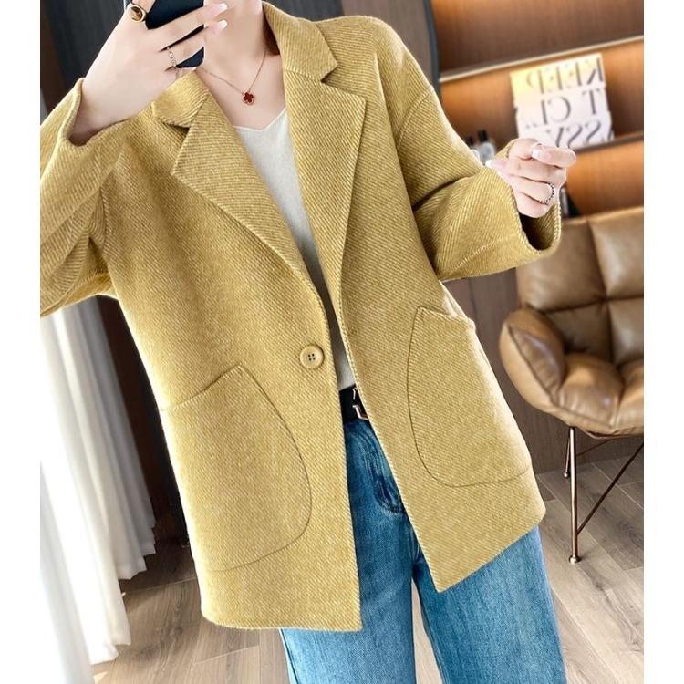 Winter Wool Coat for Women Loose Fit Tweed Jacket Oversized Warm Outerwear