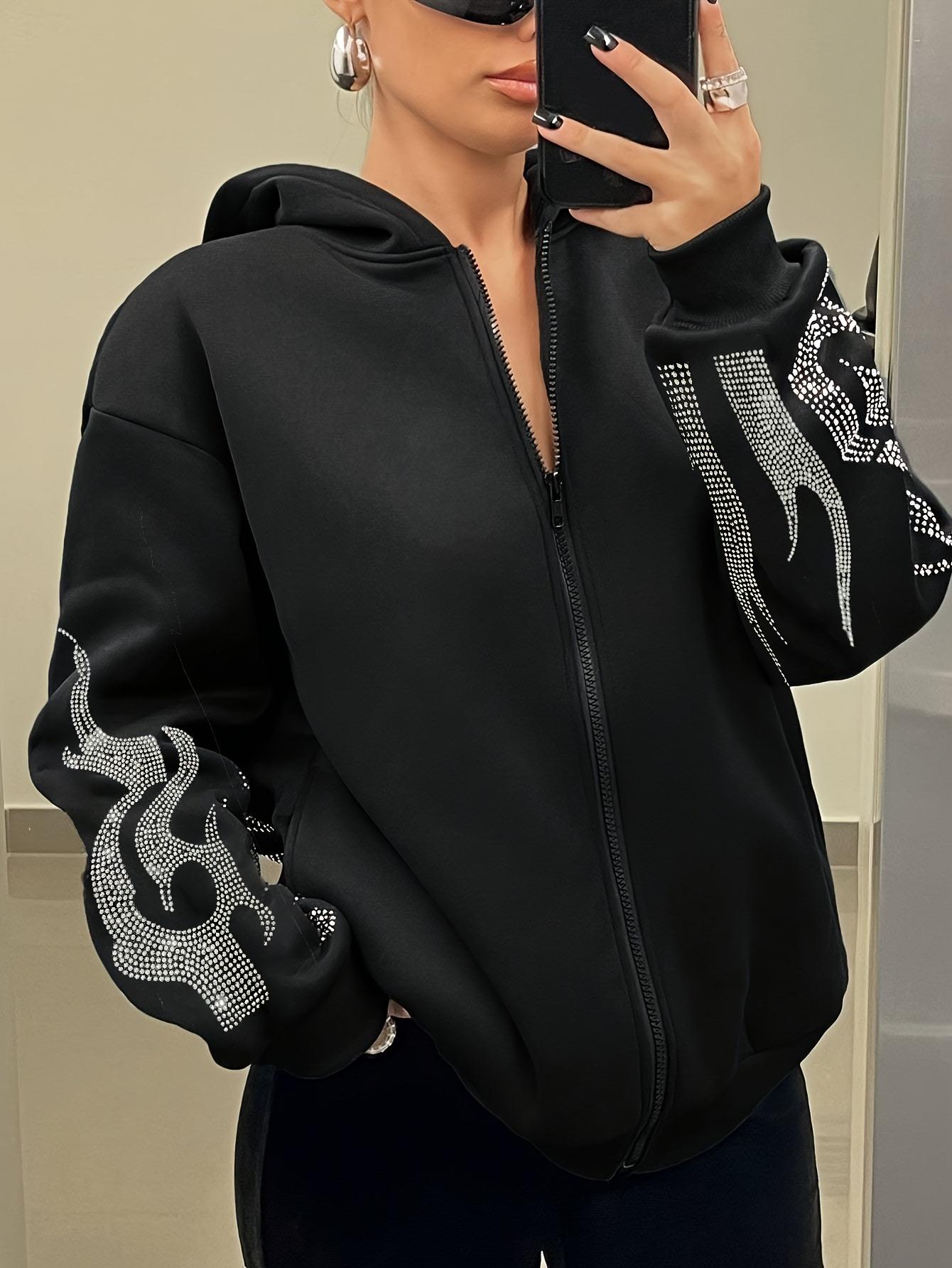 

Женский повседневный свитер с капюшоном, геометрический узор, свитер на молнии, подходит для всех сезонов XXL чёрный