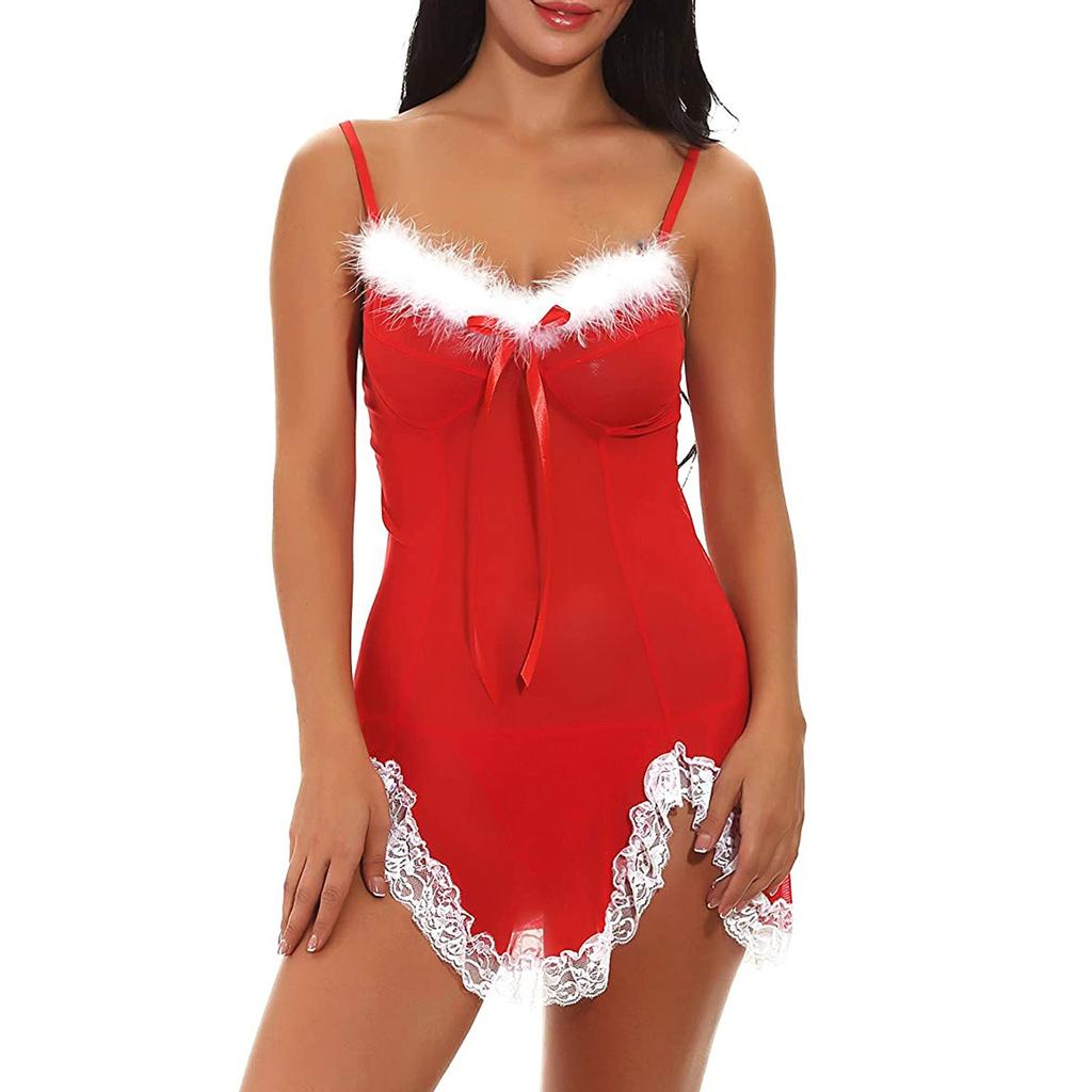 Plus Size Satin Lace Trim Nightdress with Adjustable Straps and Matching Panties Holiday Sleepwear Set for Women