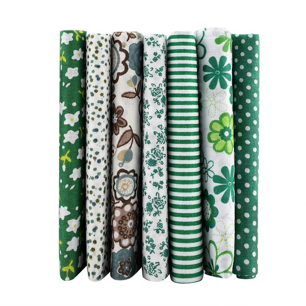 

7 шт. 25*25 см Хлопковая ткань Сделай сам Ассорти Квадраты Предварительно нарезанный Набор для постельного белья Четверти Комплект Темно-зеленый