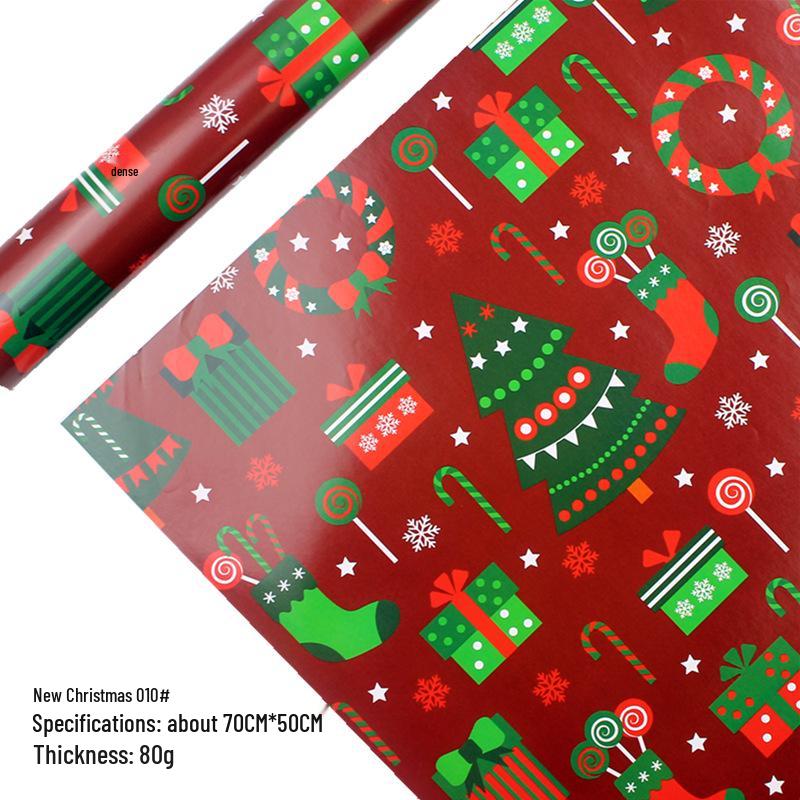 Feestelijk Cadeaupapier Set: Cartoon Kerst & Nieuwjaar Ontwerp met Tissuepapier