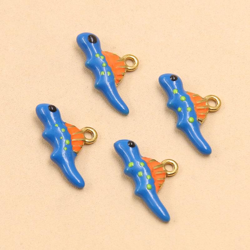 9 Styles Stainless Steel 18K Gold Colorful Enamel Ocean Series Fish Pendant DIY Necklace Bracelet Charms
