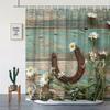 Waterproof Wooden Panel Daisy Shower Curtain With Hooks Bathtub Partition Home Decor