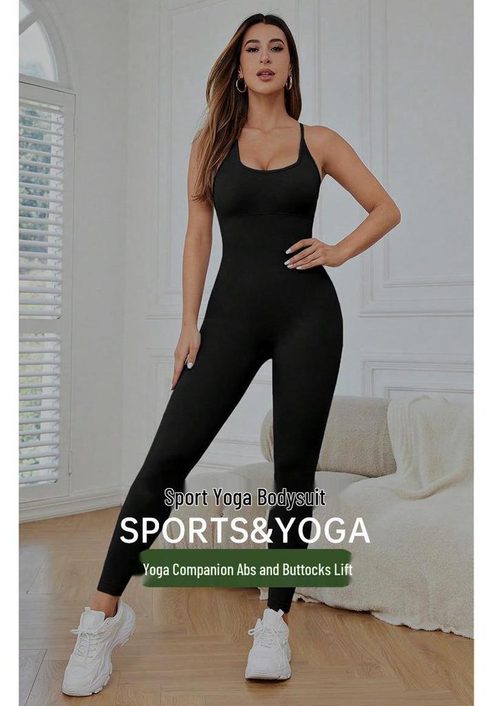 Cross-Back Shapewear Bodysuit with Tummy Control and Butt Lifting Yoga Pants