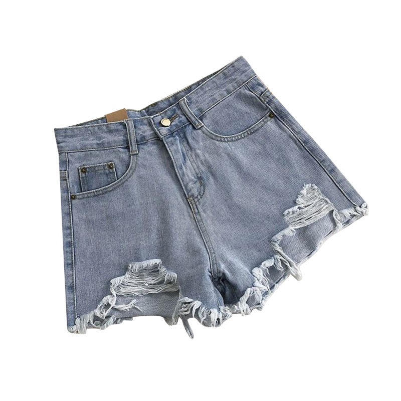 Women Summer Fashion Sexy Denim Shorts High Waist Ripped Loose Wide Leg Jean Short Pants