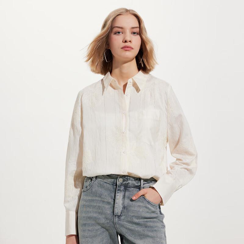 Shetu Autumn/Winter Embroidered Long-Sleeve Commuter Shirt S