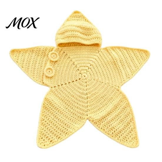 Cozy Infant Sleep Sack Starfish Baby Sleeping Bag, Knitted Swaddle with Hood, Breathable Nursery Bedding Star Shaped Wearable Blanket, Newborn