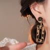 Retro Earrings Geometric Heart Leopard Print Earrings Light Luxury Earrings Fashion Accessories Gift For Women