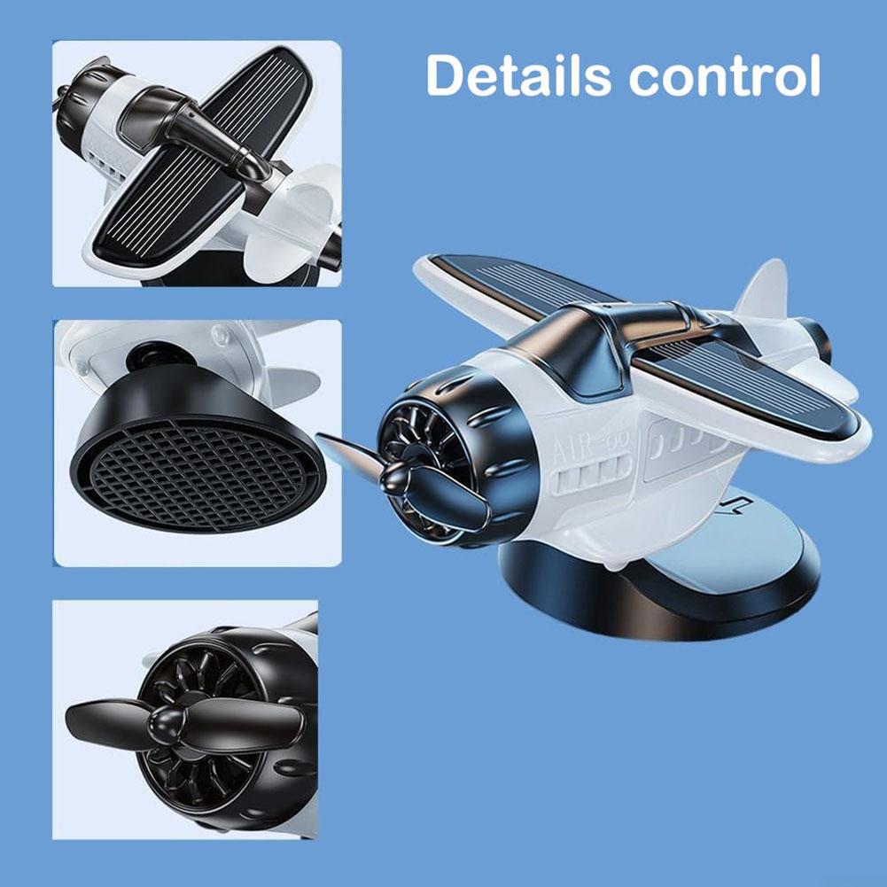 Solarbetriebenes Armaturenbrett-Ornament Kunststoff Kleines Flugzeug Driftbewegung Aktiviertes Drehendes Flugzeug-Ornament für Auto-Innenraum