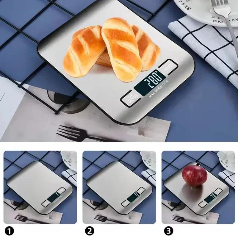 10kg 1g Electronic Digital Scales Weights Scale Stainless Steel Food Balance Measure Tools LED Display Kitchen Scale