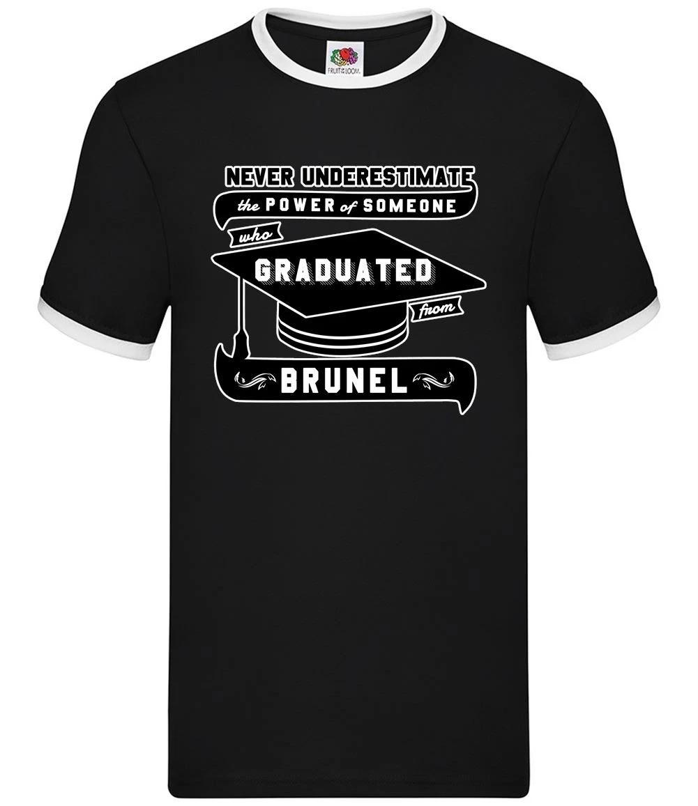 Never Underestimate Graduate Brunel - Mens Ringer - Graduation Uni University L