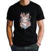 European Sizes Men's and Women's Casual Printed T-ShirtsMen's Black Wolf& Fox Animal Print T-Shirt|